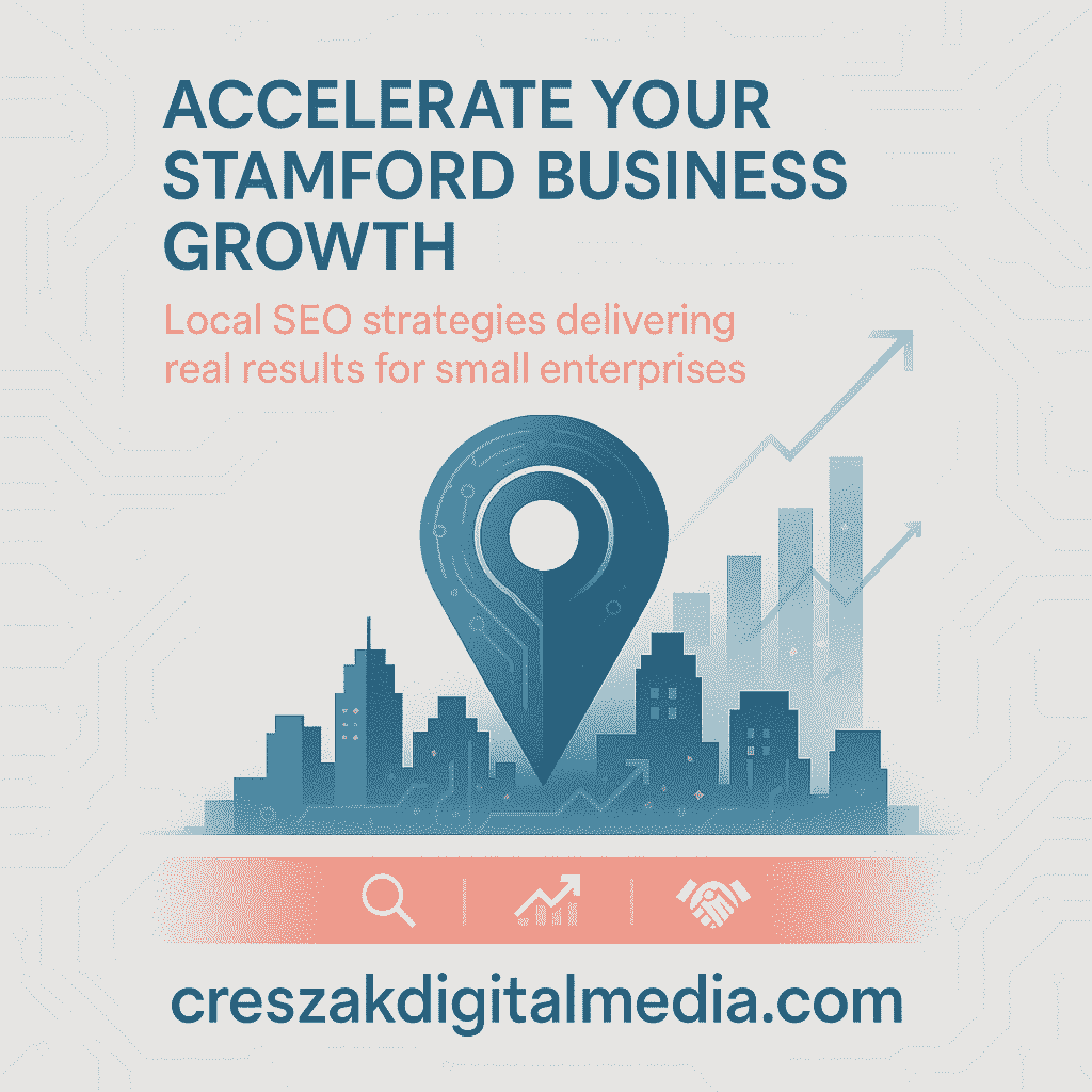 SEO Services in Stamford boosting small business growth by CresZak Digital Media through local search optimization and visibility strategy