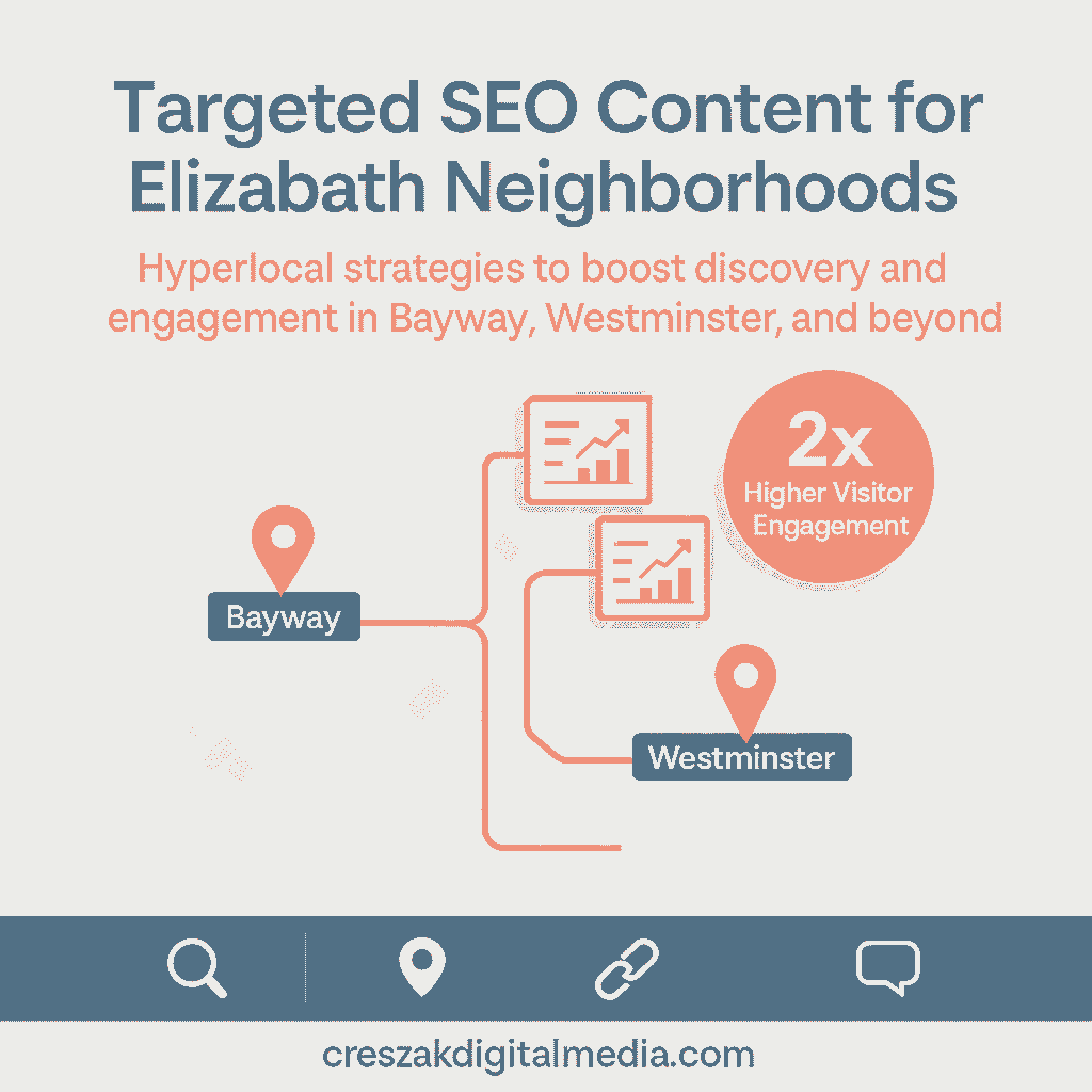 SEO Services in Elizabeth creating hyperlocal content for targeted discovery by CresZak Digital Media with local SEO strategy