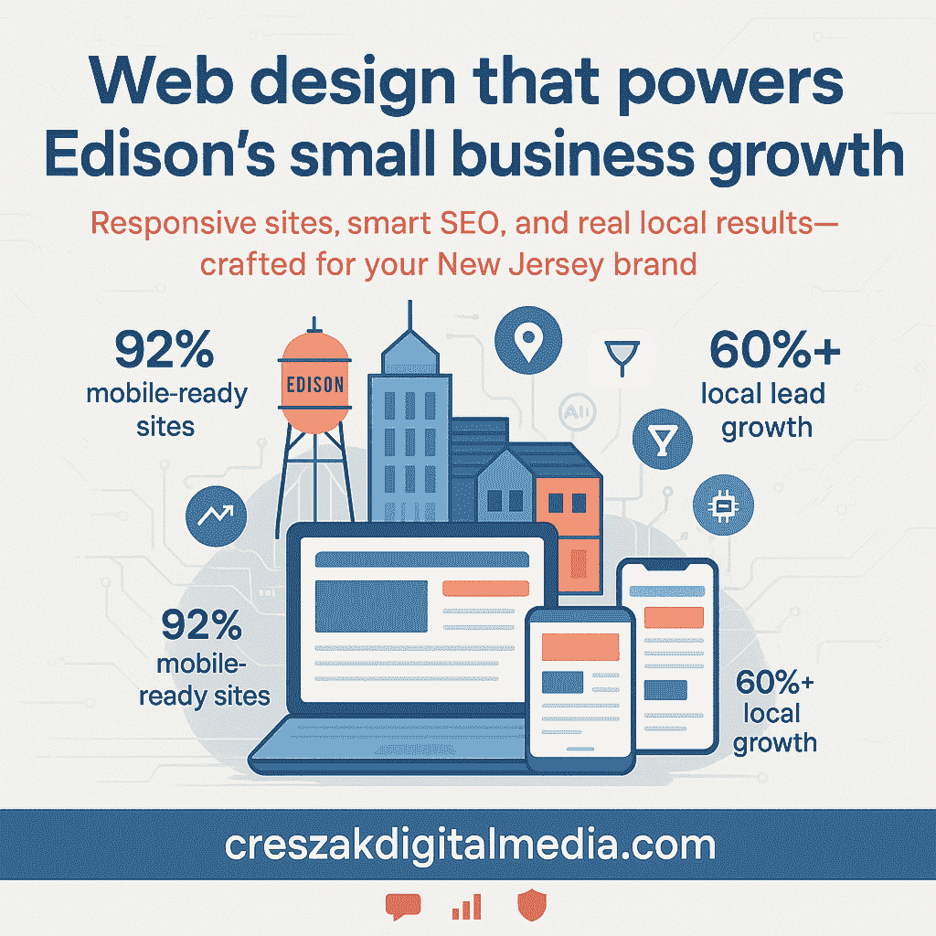 Creszak Web Design Services boosting local visibility in Edison through SEO-optimized, high-performance websites