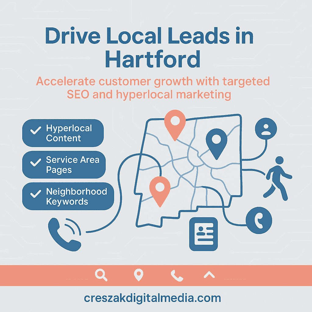 SEO Services in Hartford driving local lead generation by CresZak Digital Media using Google Business optimization