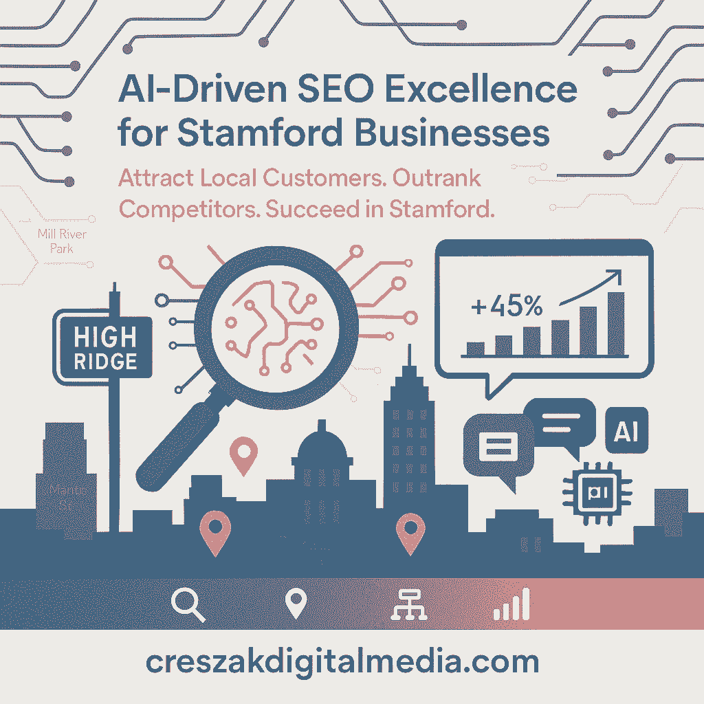 SEO Services in Stamford helping small businesses get discovered by people and AI through entity optimization by CresZak Digital Media