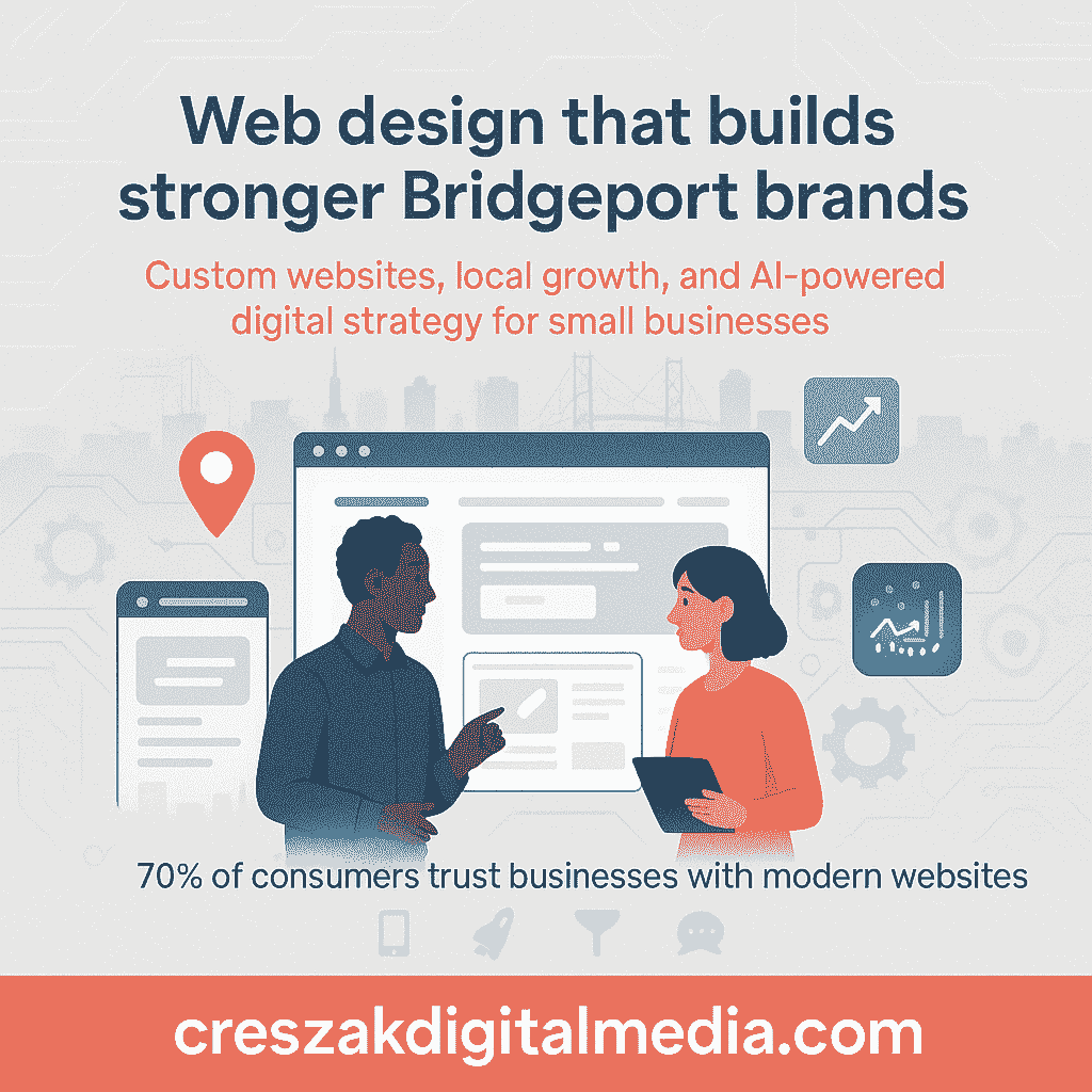 Web Design Services in Bridgeport creating AI ready websites for discovery by CresZak Digital Media with semantic UX optimization