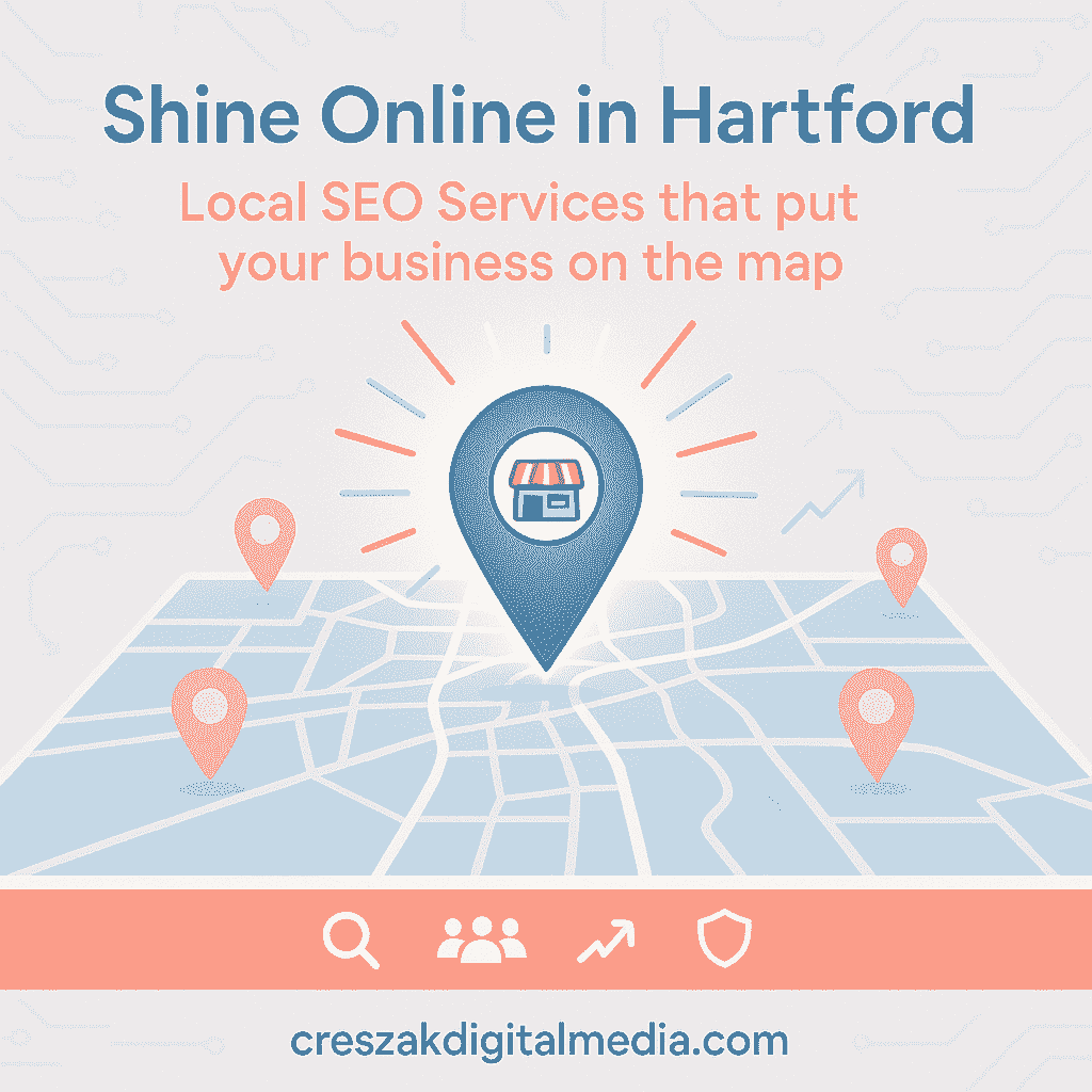 SEO Services in Hartford helping small businesses shine brightly with local search visibility by CresZak Digital Media