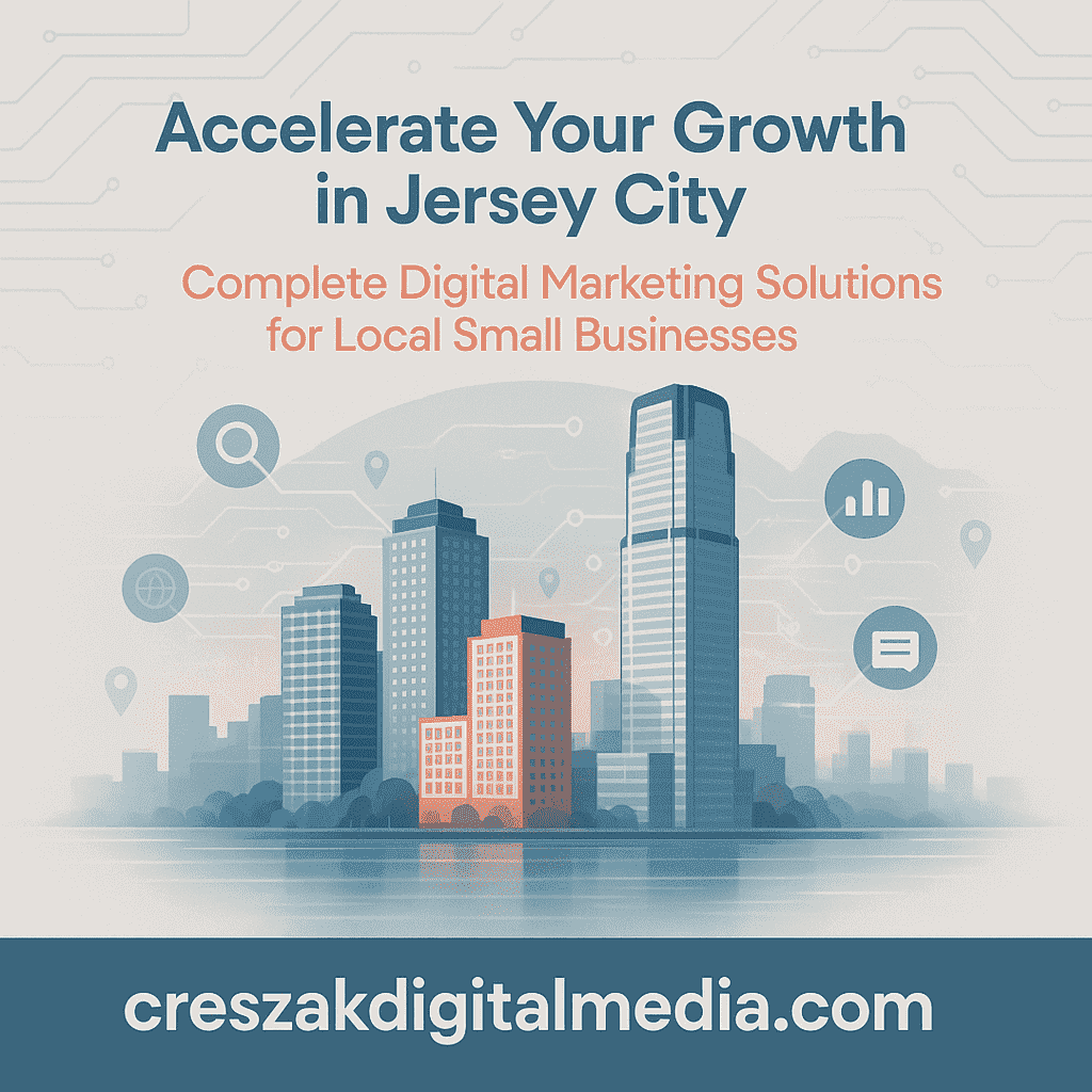 Digital Marketing Services in Jersey City improving local and AI discoverability using SEO strategy by CresZak Digital Media