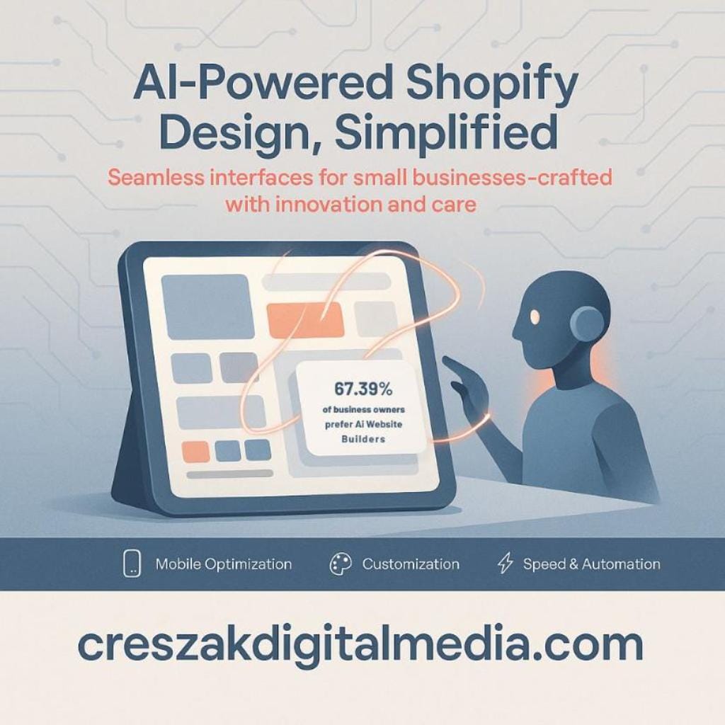 How can a Shopify web designer use AI to simplify UI creation for small business stores How CresZak Digital Media uses AI in Shopify Web Design Services to simplify UI creation for small business stores