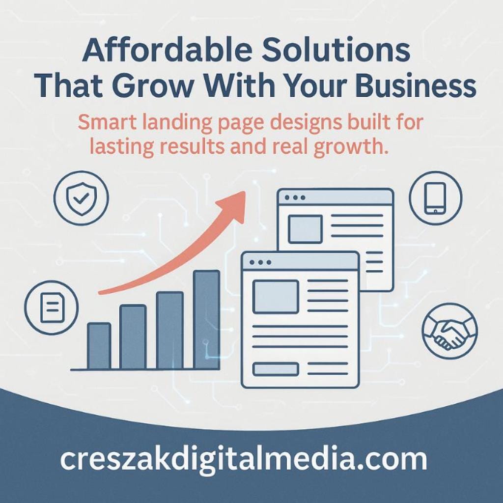 affordable solutions that grow with your business Affordable growth-focused designs by CresZak Digital Media Landing Page Design Services