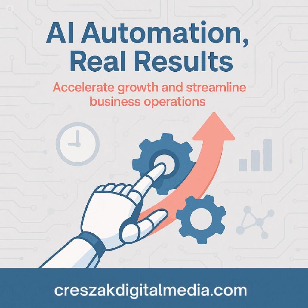 ai automation solutions that help businesses grow AI Automation Services for business growth provided by CresZak Digital Media.