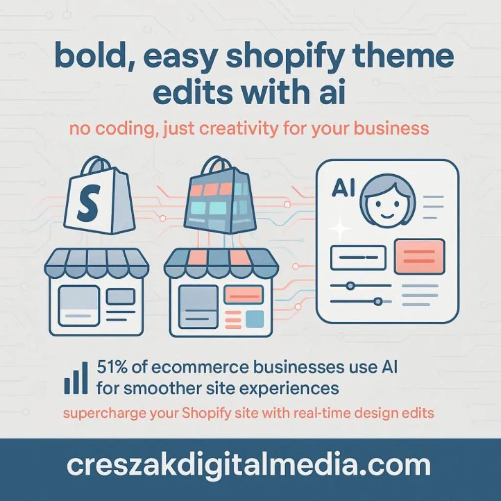 Using Shopify Web Design Services by CresZak Digital Media to apply AI for small business theme edits