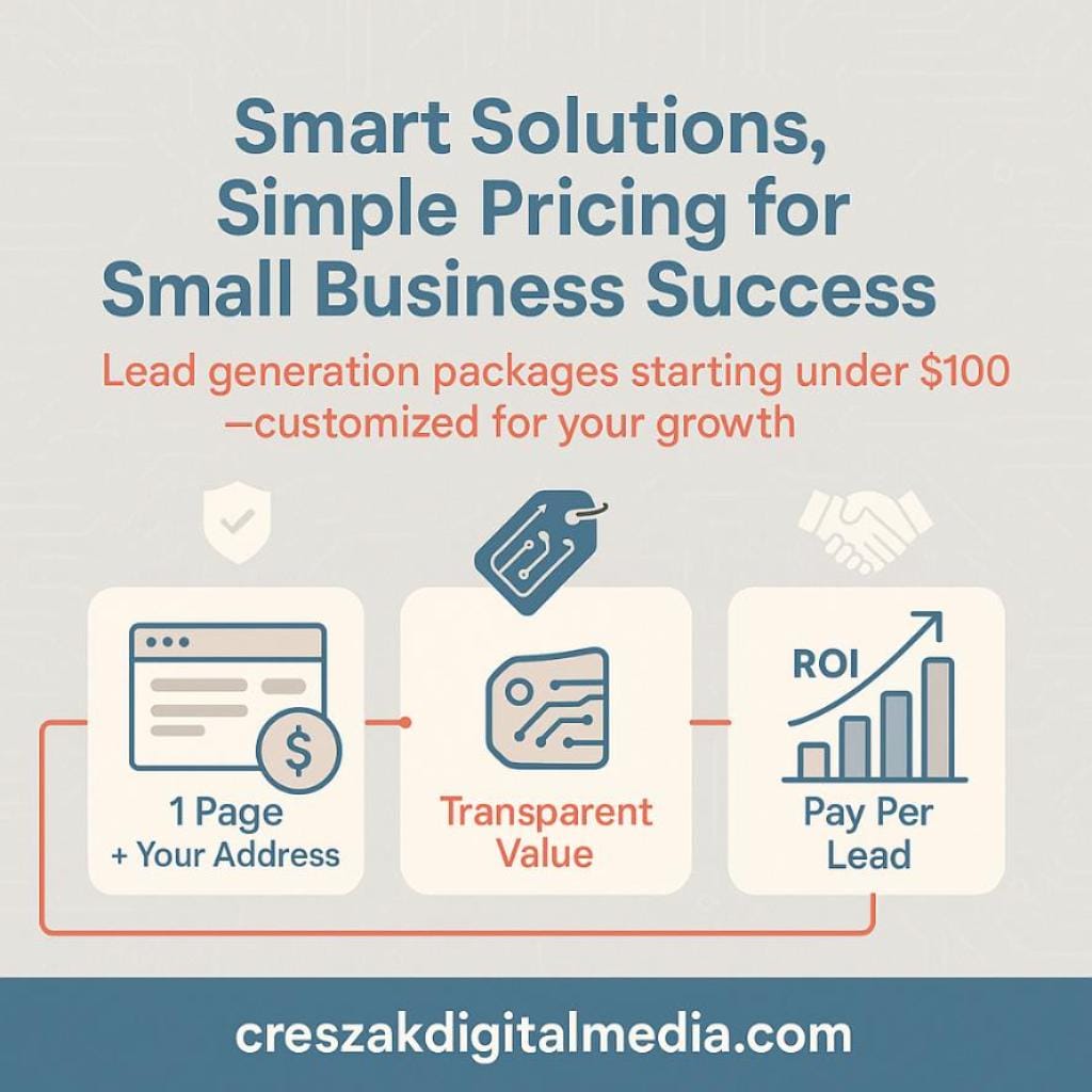 clear package options that help small businesses get started CresZak Digital Media Lead Gen Agency providing clear package options for small businesses.