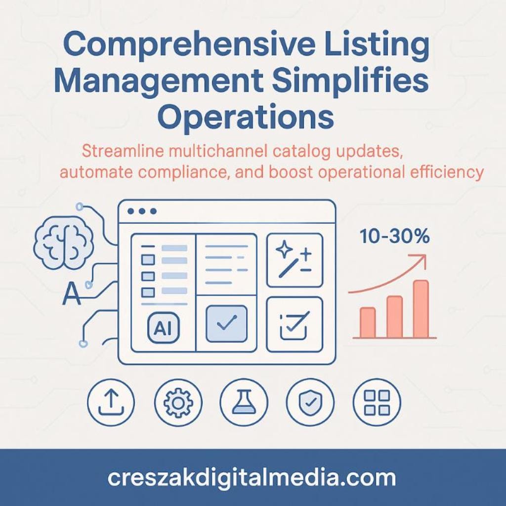 comprehensive listing management simplifies operations Comprehensive Listing Management by CresZak Digital Media Amazon SEO Services