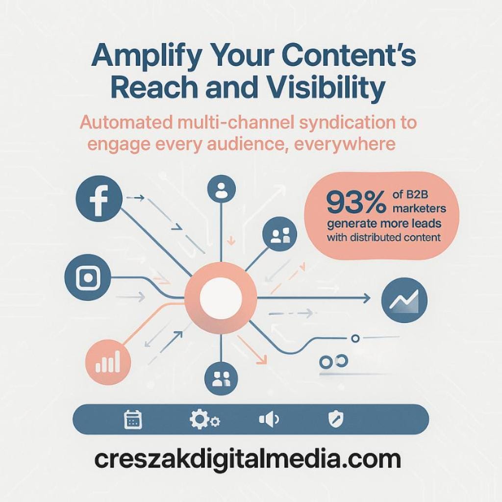 content distribution platforms that amplify reach and visibility Content distribution platforms amplifying visibility and supporting Lead Gen SEO Services – CresZak Digital Media.