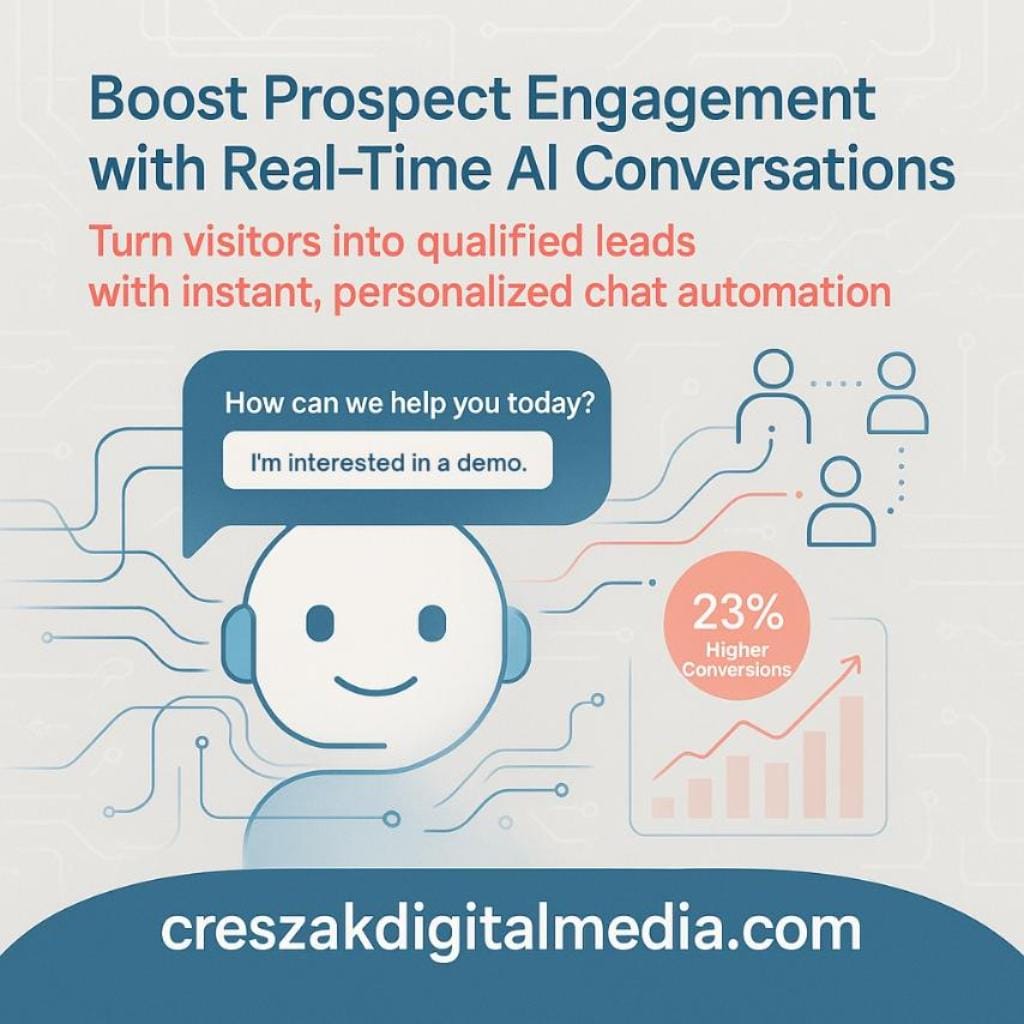 conversational automation tools capturing prospects through real-time engagement Conversational automation tools capturing prospects in real time to enhance Lead Gen SEO Services – CresZak Digital Media.