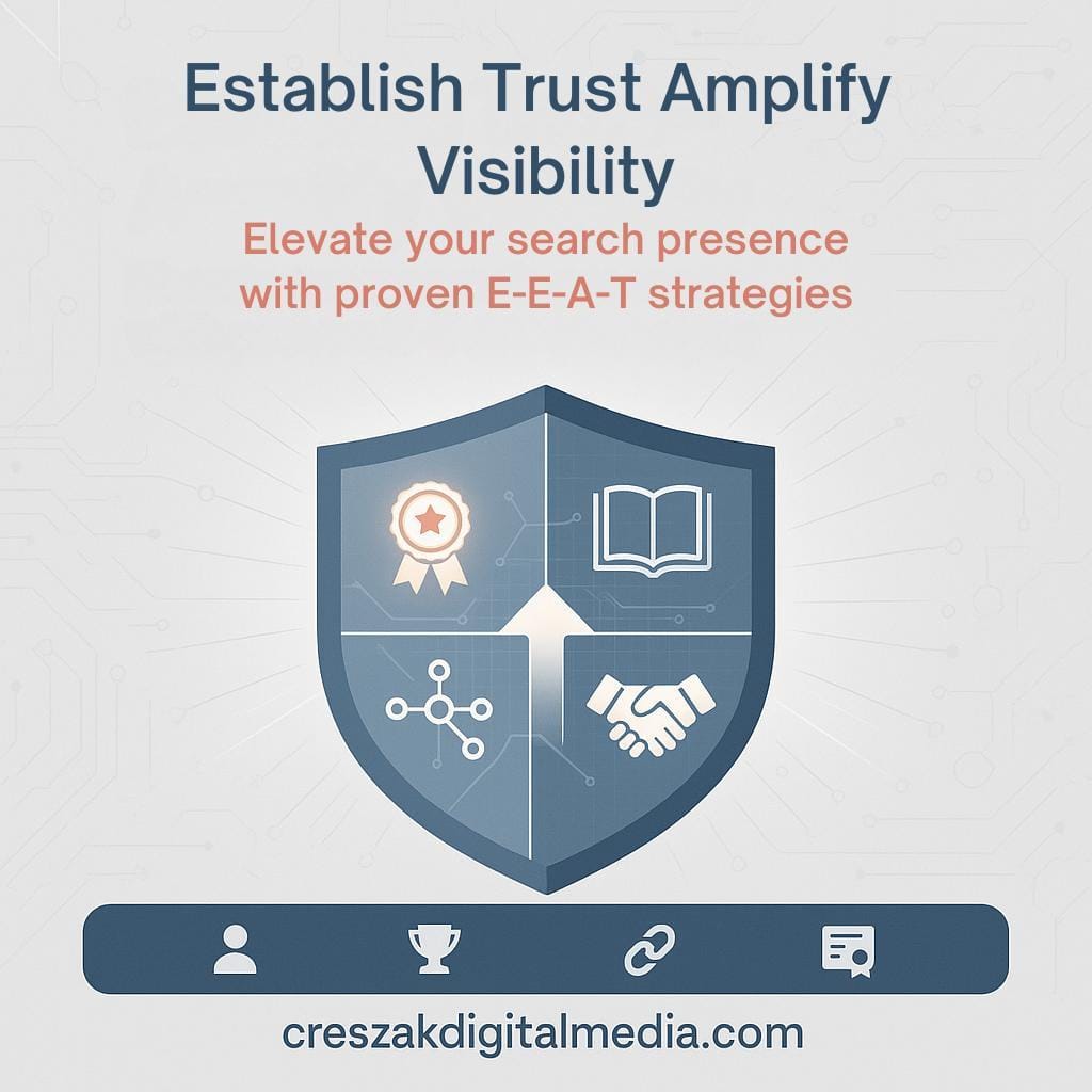 e-e-a-t signals for trustworthiness assessment How E-E-A-T signals improve trustworthiness and strengthen SEO Services for Small Businesses by CresZak Digital Media.