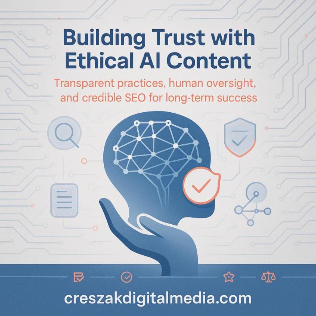 ethical considerations in ai-generated content development CresZak Digital Media emphasizes ethical practices in AI-supported SEO Services.