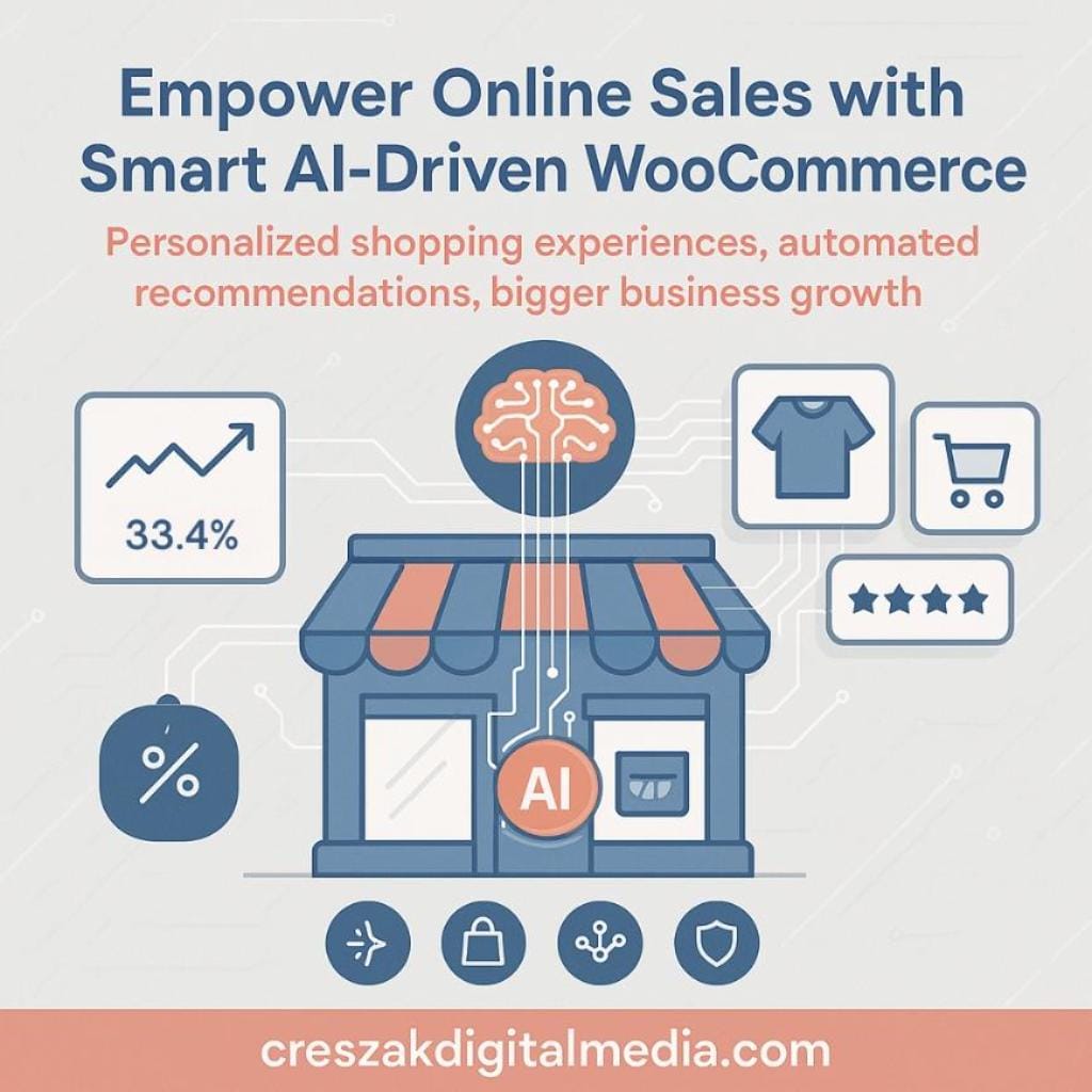 how are small businesses using woocommerce website development to integrate ai into their online stores How small businesses integrate AI using WooCommerce Web Design Services by CresZak Digital Media