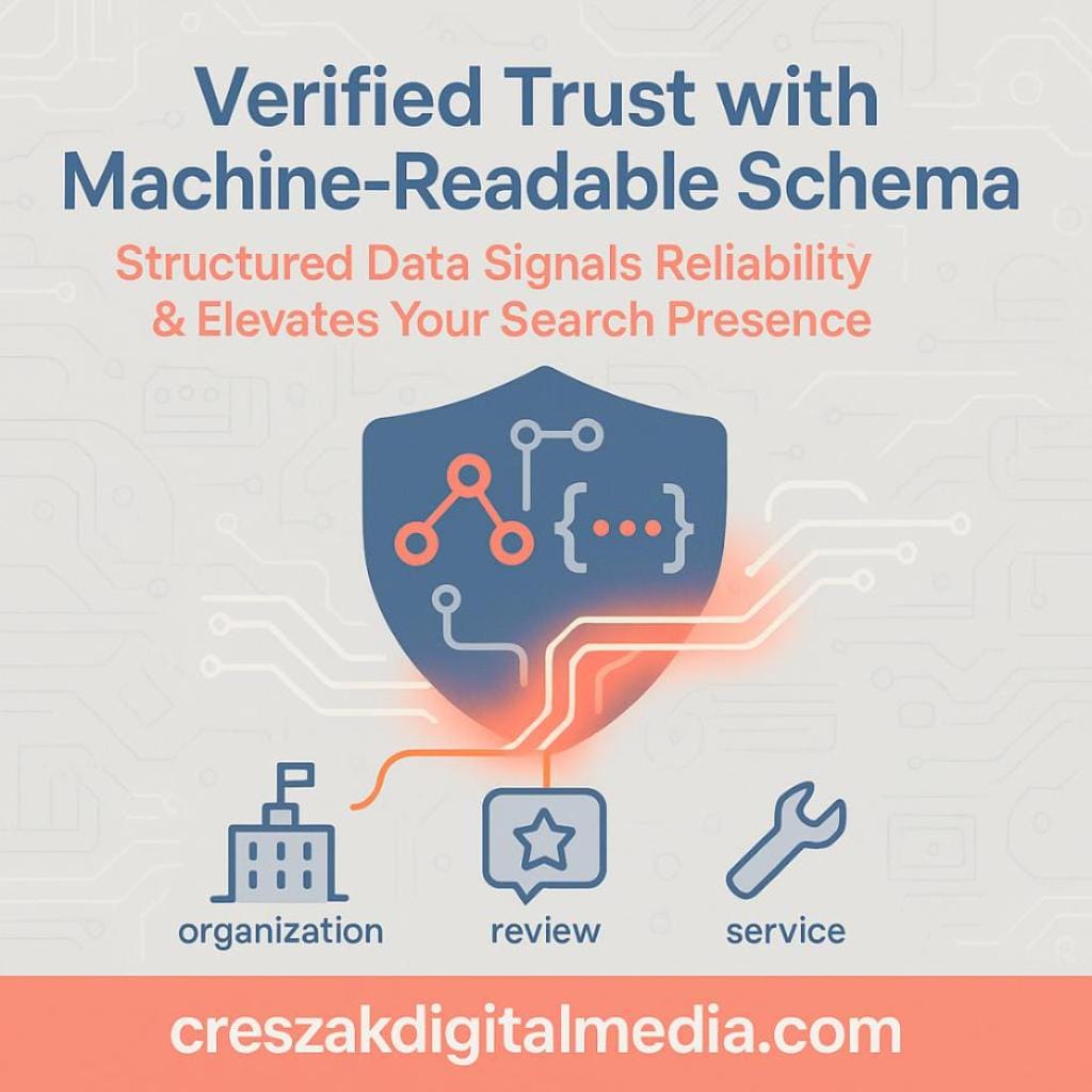 machine-readable schema markup as a trust verification signal How machine-readable schema markup boosts trust signals and strengthens SEO Services for Small Businesses by CresZak Digital Media.