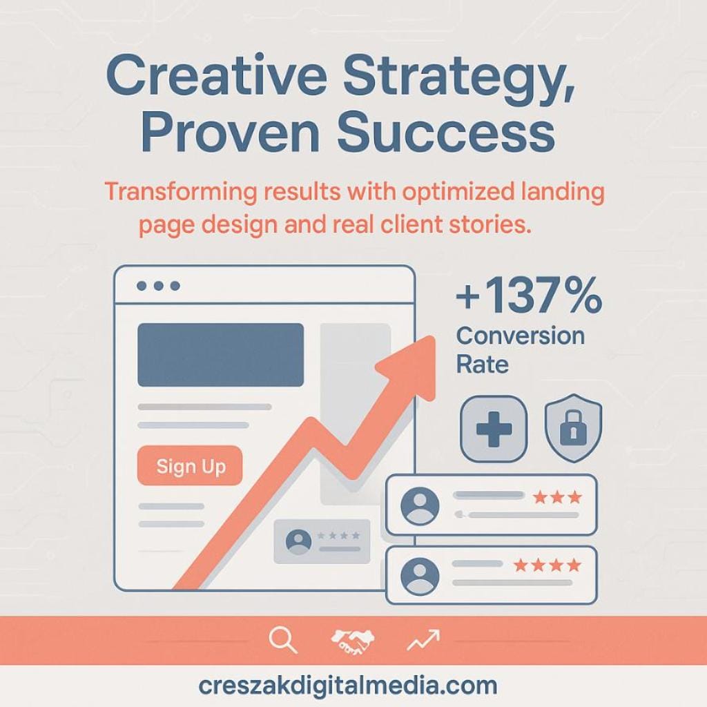 proven success through creative strategy Creative strategy success by CresZak Digital Media Landing Page Design Services