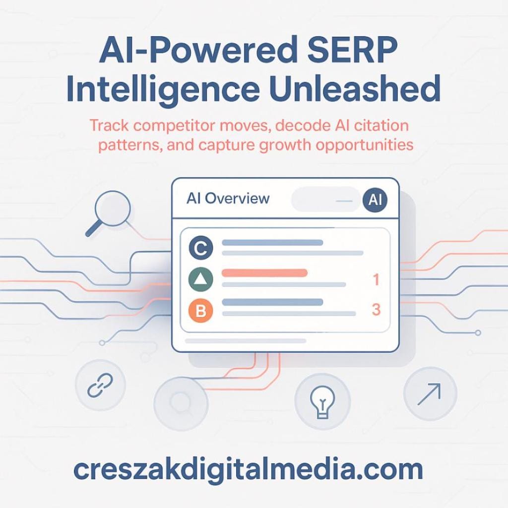 serp ai result monitoring for competitive intelligence gathering SERP AI Result Monitoring via CresZak Digital Media Enterprise SEO Services