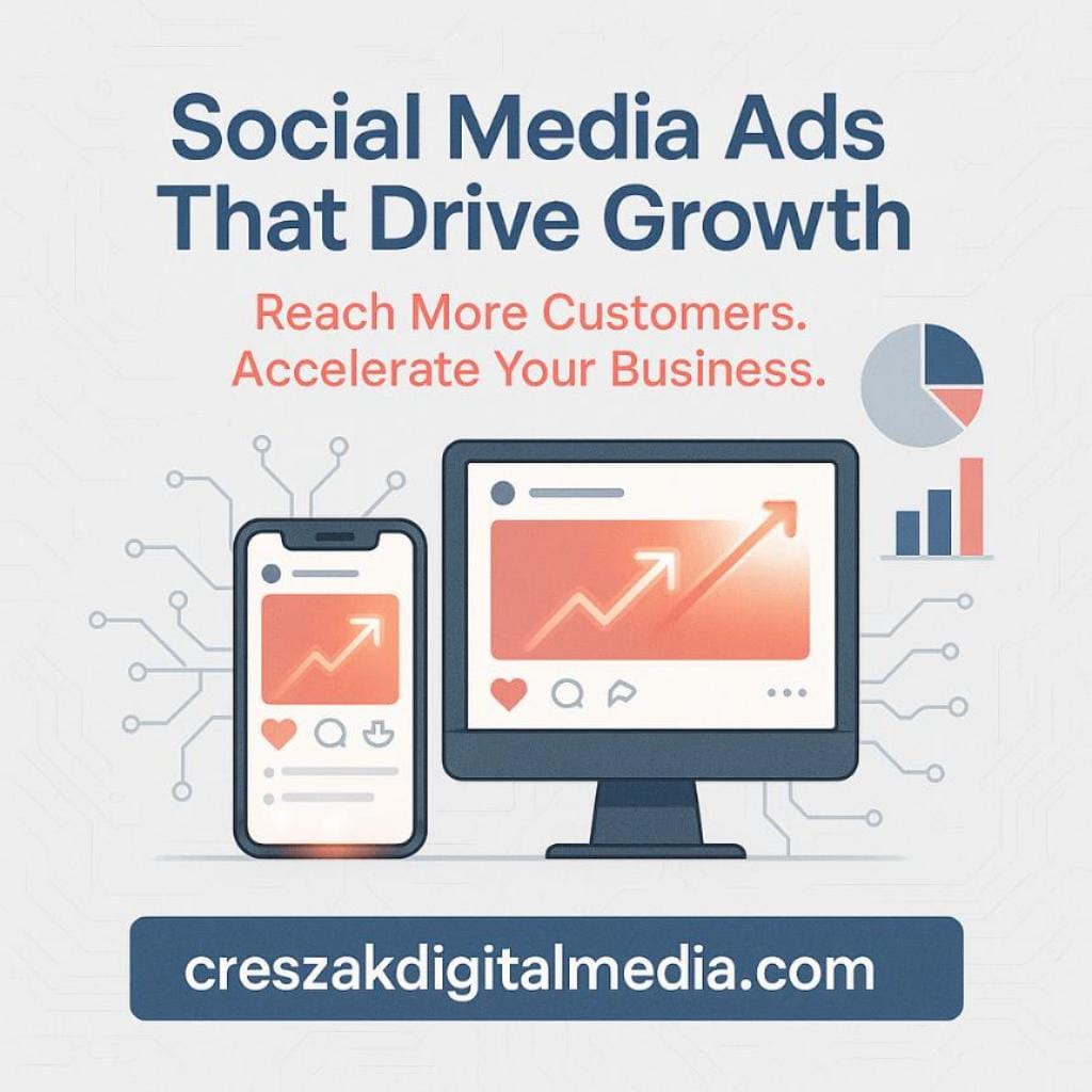 social media ads that deliver results for growing businesses Social Media Ads Services delivering growth-focused results by CresZak Digital Media.