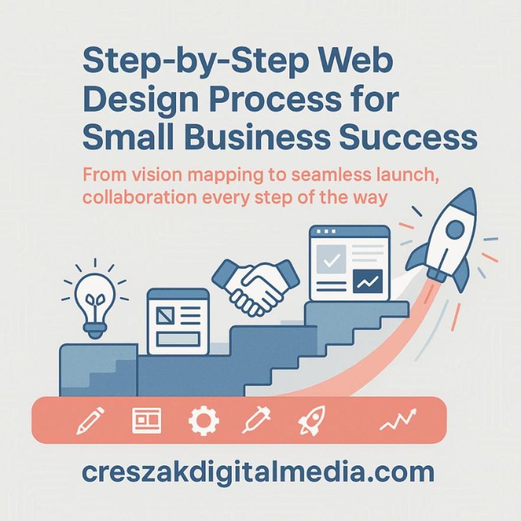 step by step web design process explained CresZak Digital Media Web Design Services detailing a step-by-step web design process.