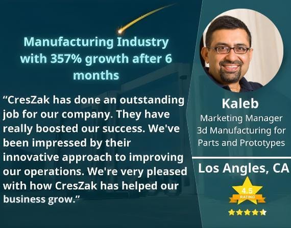 Keleb says CresZak Digital Media improved our manufacturing business’s digital reach.