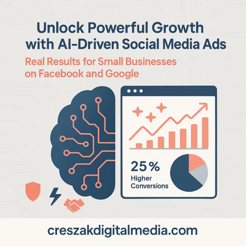 AI-powered Social Media Ads Services improving Facebook and Google performance by CresZak Digital Media.