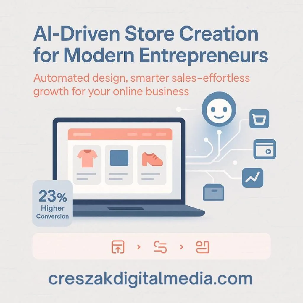 CresZak Digital Media Ecommerce Web Design Services using AI features for small business support.