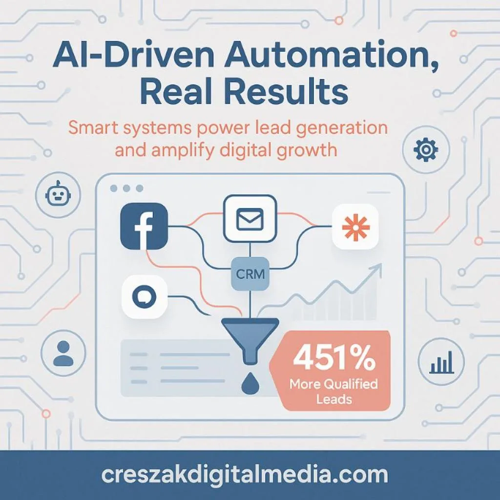AI-automated Social Media Marketing Services and lead generation tools by CresZak Digital Media.