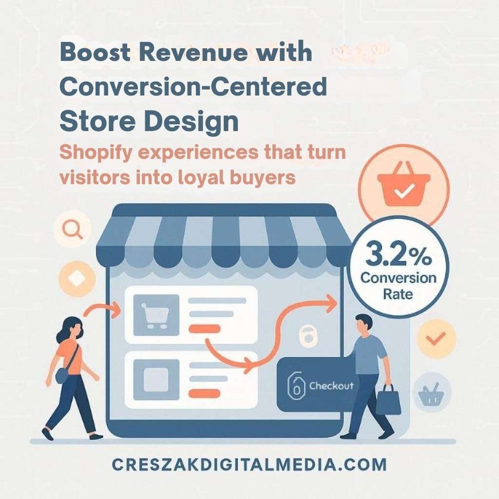 revenue growth through conversion-focused store designs CresZak Digital Media using Shopify Web Design Services for revenue growth with conversion-focused layouts