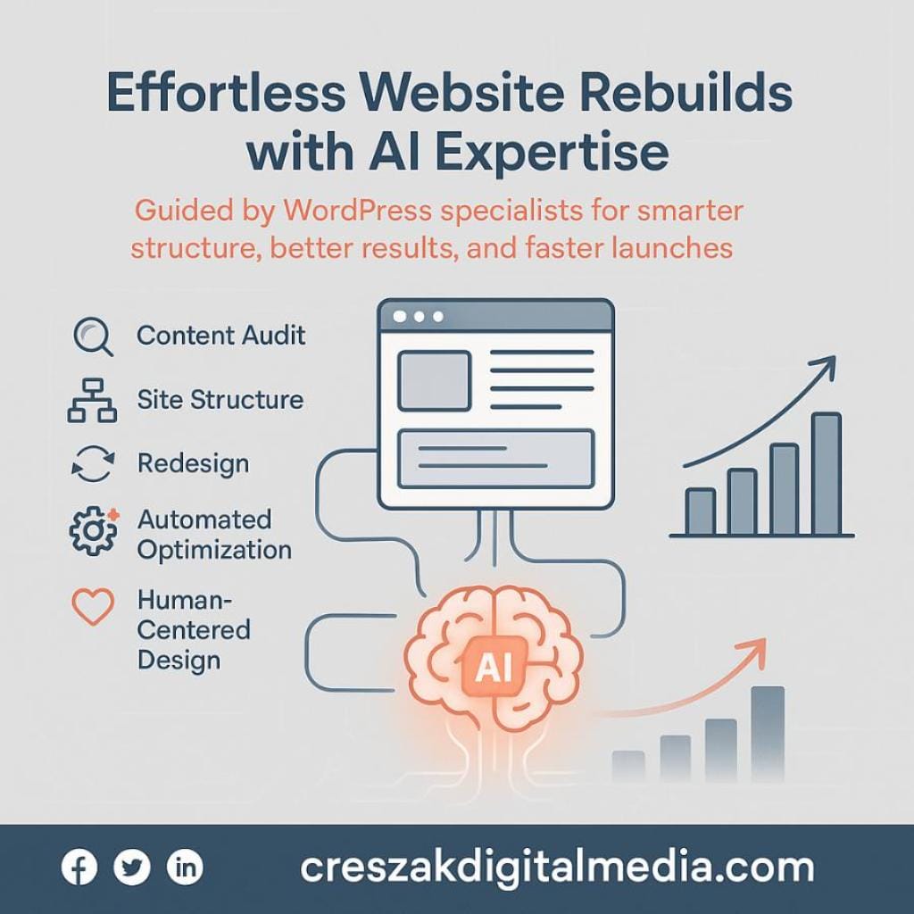 what’s the step-by-step process small businesses can follow to rebuild a basic site using ai with help from wordpress web design companies Step-by-step site rebuild support using AI from CresZak Digital Media WordPress Web Design Company
