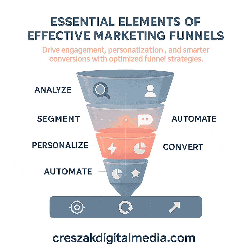 Essential elements of effective marketing funnels delivered through Funnel Marketing Services by CresZak Digital Media