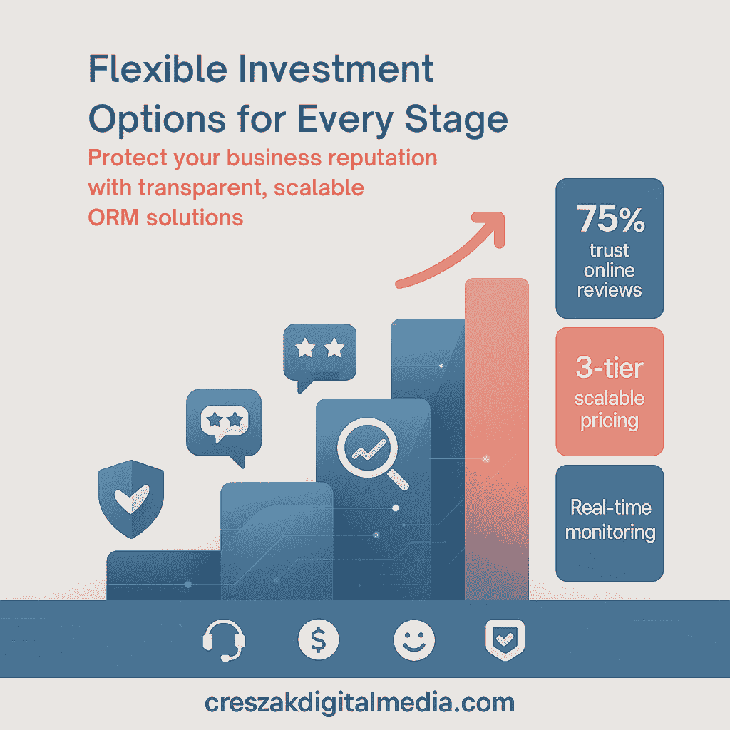 Flexible investment options designed for all growth stages within Reputation Management Services by CresZak Digital Media