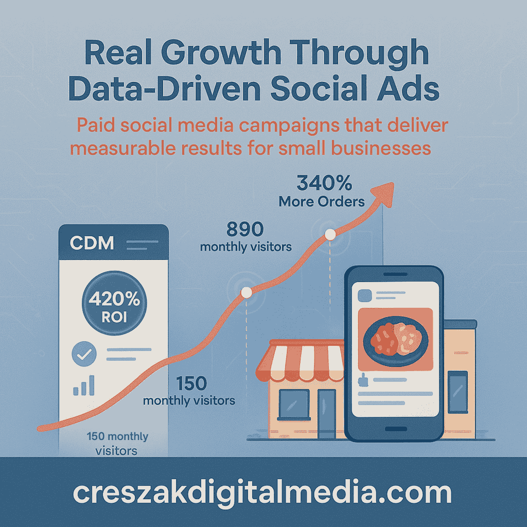 Real business growth achieved through data-backed Social Media Ads Services by CresZak Digital Media