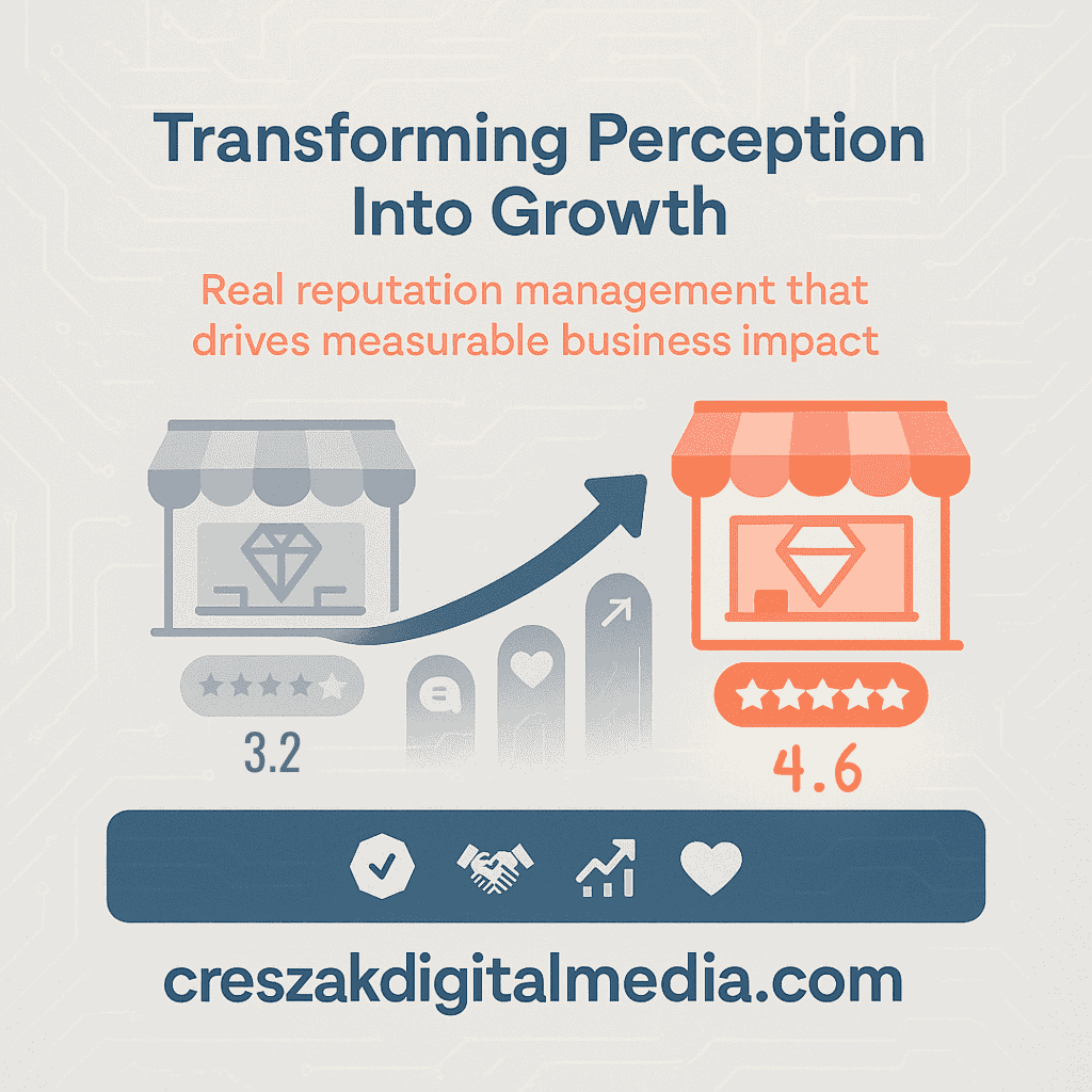 Transforming customer perception through measurable actions using Reputation Management Services by CresZak Digital Media