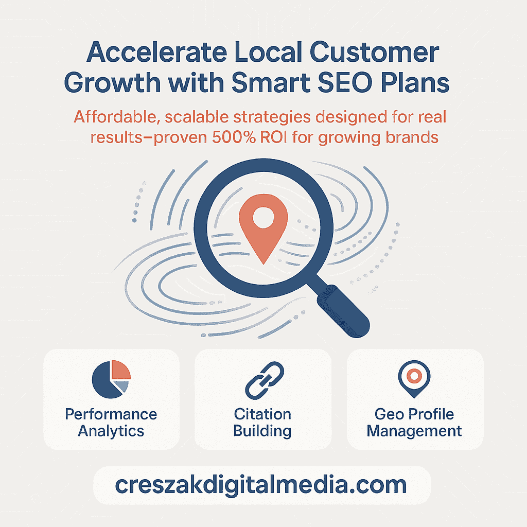 CresZak Digital Media presenting affordable Local Seo Services plans designed for business growth