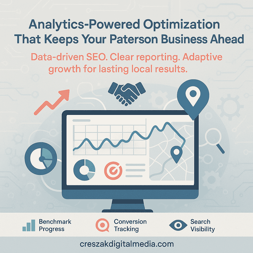 analytics-powered optimization that keeps your paterson business ahead Analytics powered SEO Services in Paterson keeping businesses ahead by CresZak Digital Media through data driven optimization