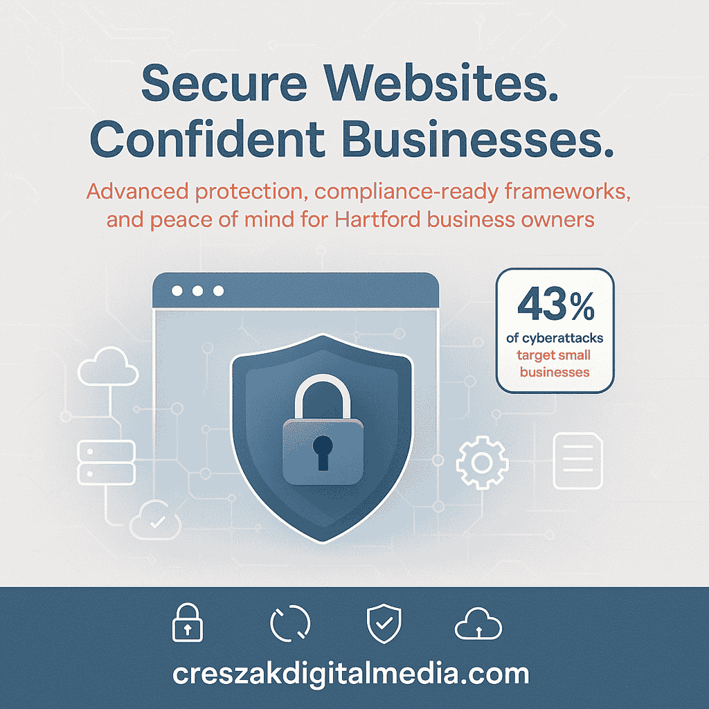 Web Design Services in Hartford building secure compliant websites by CresZak Digital Media with cybersecurity focused development