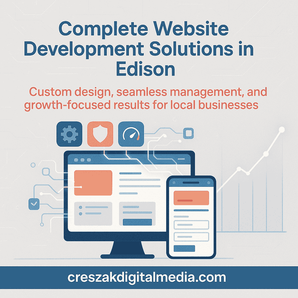 Web Design Services in Edison delivering complete website development solutions by CresZak Digital Media with responsive design