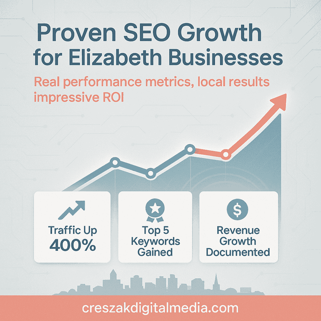 documenting actual performance improvements for elizabeth companies SEO Services in Elizabeth documenting real performance improvements by CresZak Digital Media through analytics driven optimization