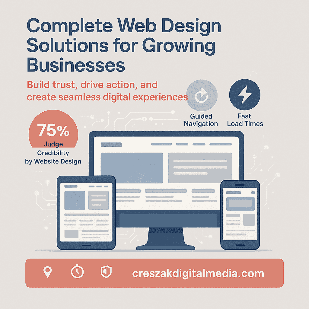 essential components of complete web design solutions Essential components of Web Design Services in Lakewood with responsive website design solutions by CresZak Digital Media