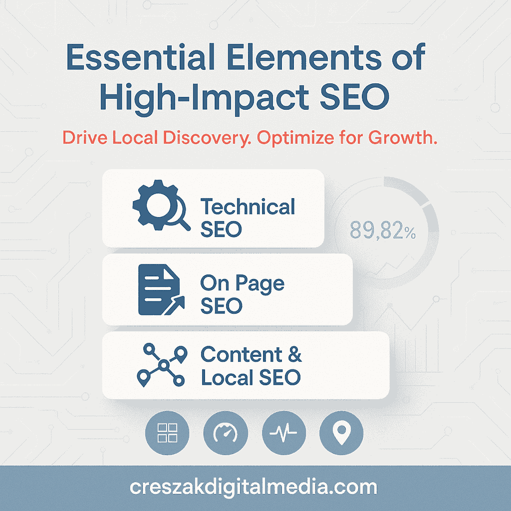 Essential components of SEO Services in New Haven ensuring quality optimization by CresZak Digital Media for ranking growth