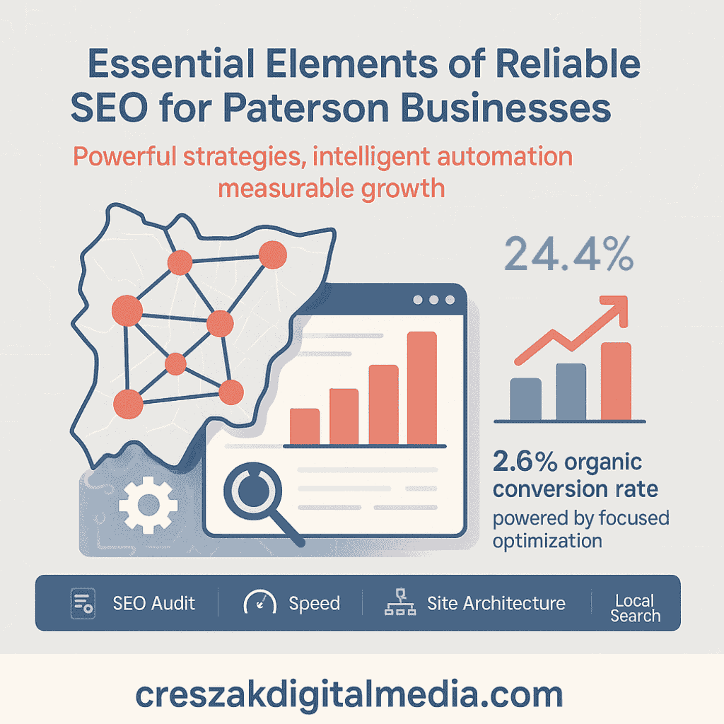 essential components of reliable seo services for paterson businesses Essential components of SEO Services in Paterson ensuring reliable optimization by CresZak Digital Media for ranking growth