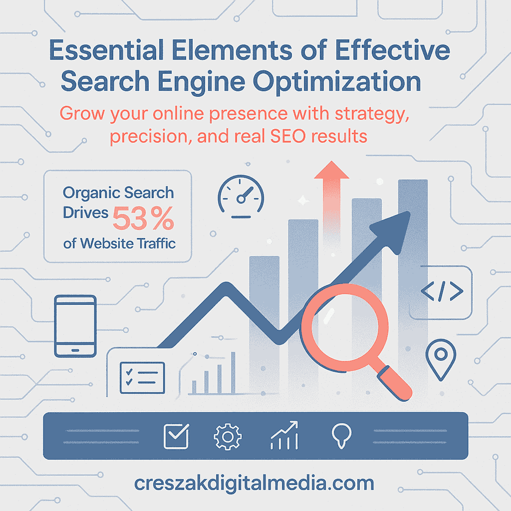 Essential elements of SEO Services in Stamford driving effective optimization by CresZak Digital Media for ranking improvement
