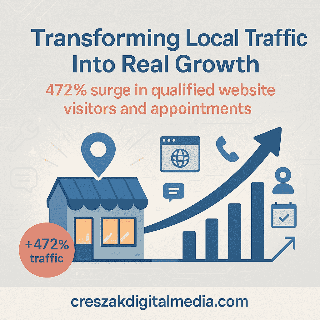 how local businesses achieve remarkable traffic growth SEO Services in Newark helping local businesses achieve traffic growth by CresZak Digital Media through local SEO strategy