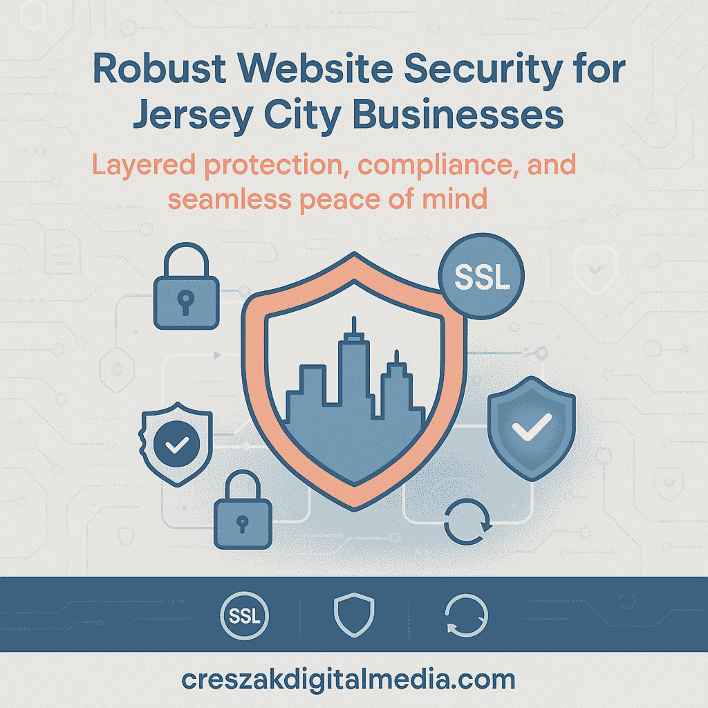 Secure Web Design Services in Jersey City by CresZak Digital Media protecting business websites with strong cybersecurity and compliance standards