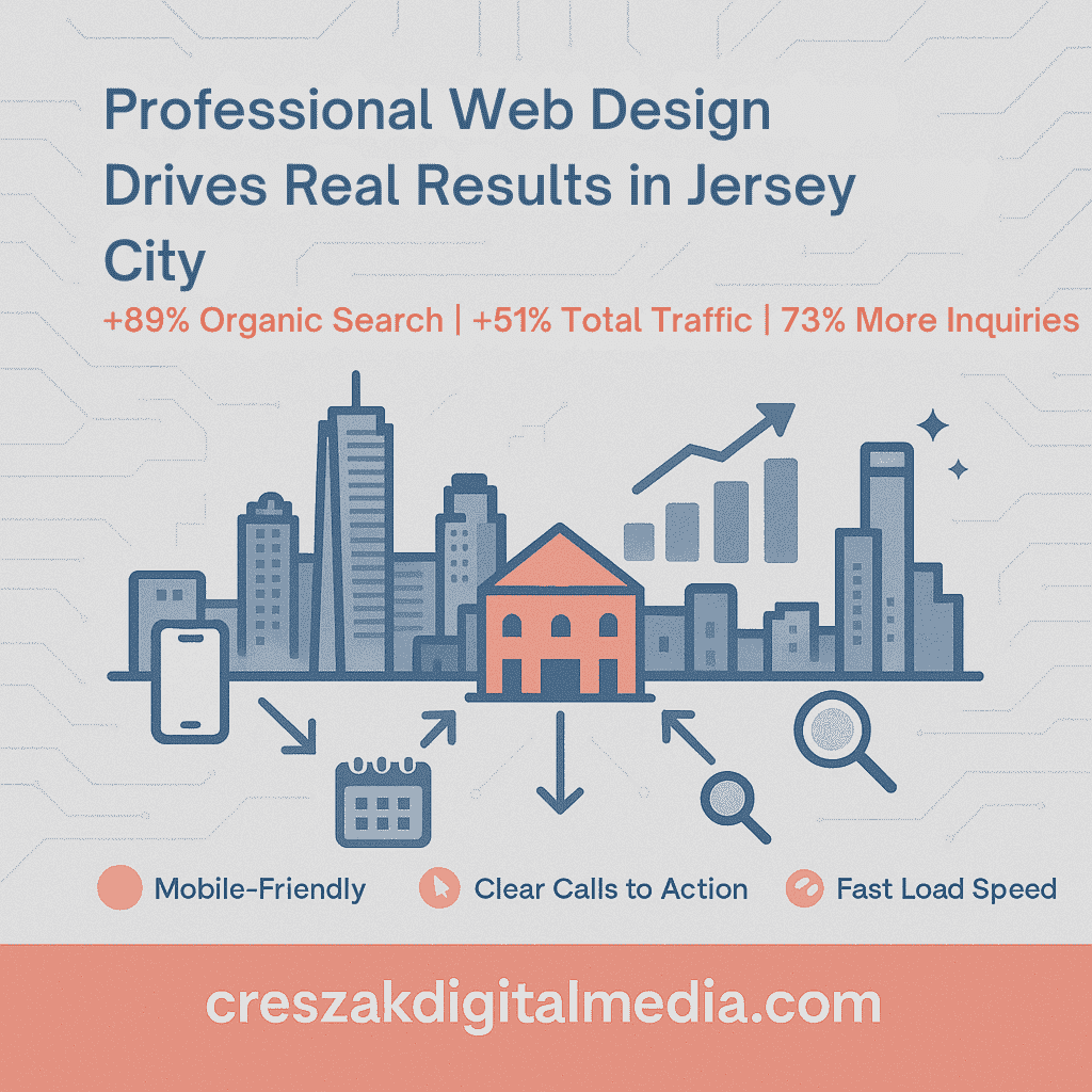 Real performance gains from Web Design Services in Jersey City delivered by CresZak Digital Media with conversion focused website optimization