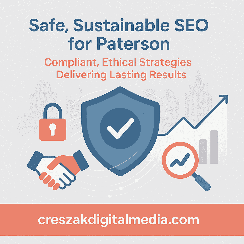 safe, sustainable search optimization following all search engine guidelines for paterson businesses Safe SEO Services in Paterson following search engine guidelines by CresZak Digital Media using white hat SEO practices