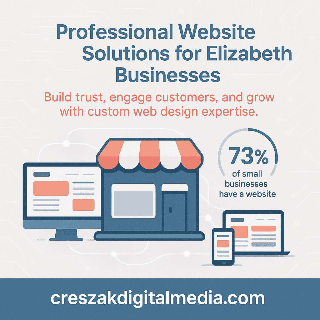 Web Design Services in Elizabeth explaining professional website solutions for businesses by CresZak Digital Media with UX design