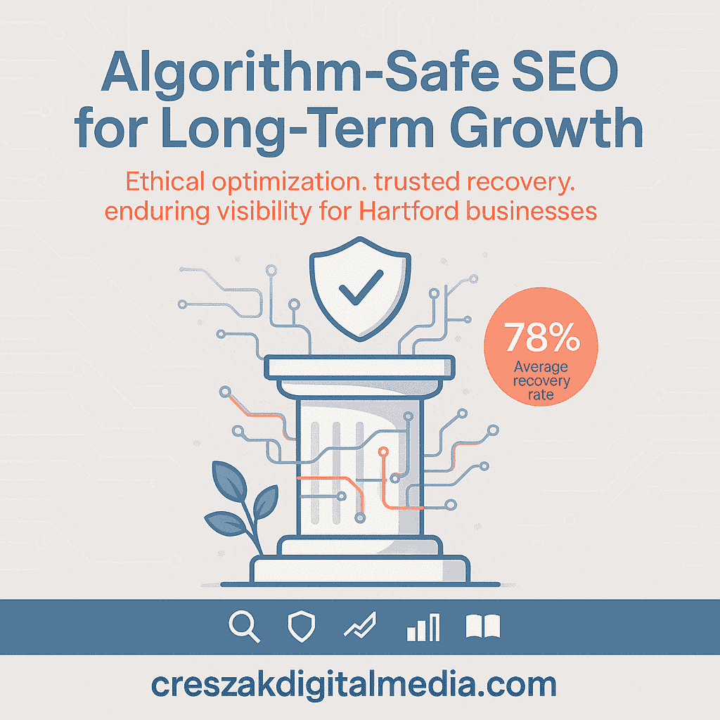 White hat SEO Services in Hartford ensuring algorithm compliance by CresZak Digital Media for ranking stability