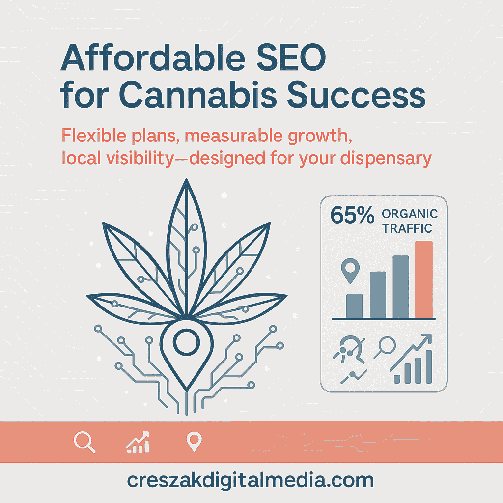 Affordable flexible SEO investment options for cannabis businesses by CresZak Digital Media experts online
